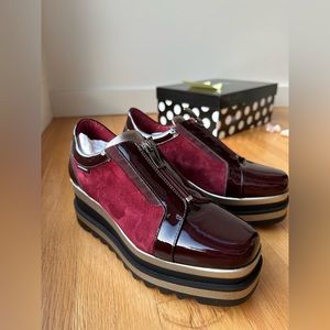 Womens Marco Moreo  Platform Shoes, Red Velvet /Leather size 36.5